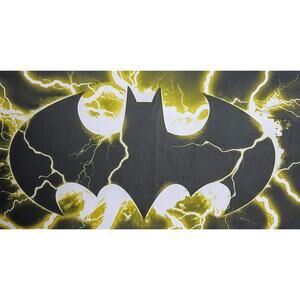 Batman Logo Polyester T-Shirt. Men's XL. Retro DC Comics Yellow Lightning